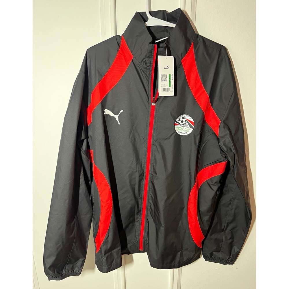 Puma Egypt 2025 Pre Match Jacket Mens Large Black Red 777143-07 NWT FIFA WC